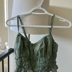 Bluenotes Olive Eyelet Crop Top